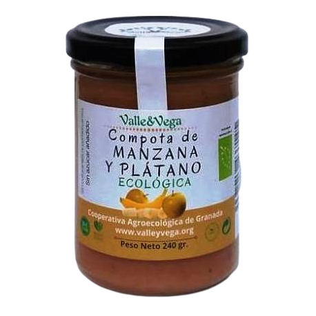 Compota de manzana y platano SIN AZUCAR 210g Ecológica Valle y Vega