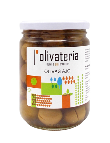 Organic GARLIC OLIVES 225g