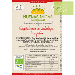 Magdalenas de calabaza con harina de ESPELTA 300 gr Ecológicas