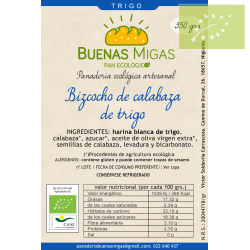 Bizcocho de calabaza con harina TRIGO 350 gr Ecológico