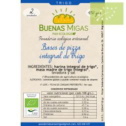 Bases de pizza Trigo Integral precocidas Ecológico