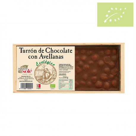 Turrón chocolate con avellanas ecológico