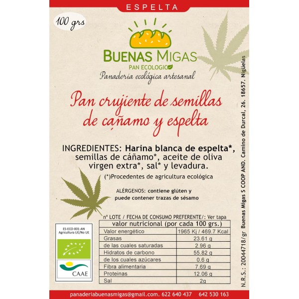 Organic Rosquilletas of ESPELTA flour with HEMPSEEDS 