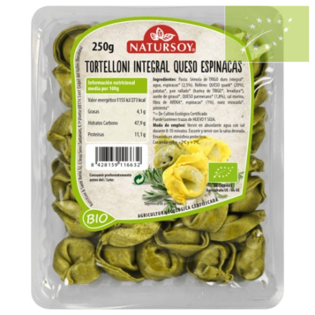 Tortelloni integrales con queso y espinacas 250g ecológicos 