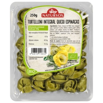 Whole wheat Tortelloni with cheese and spinach 250g organic