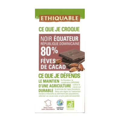 80% Dark chocolate with cocoa nibs Organic 