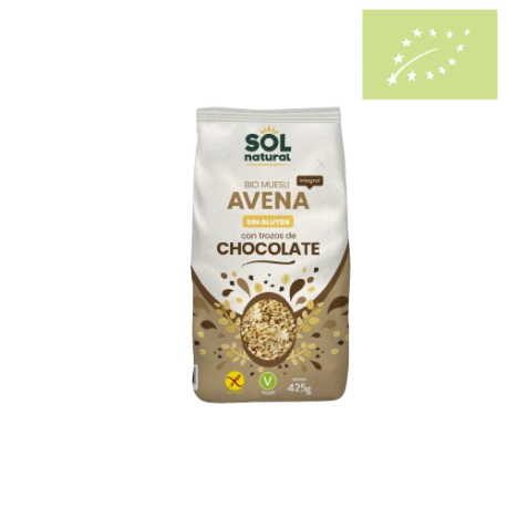 Muesli de avena con chocolate sin gluten 425g Ecológico 