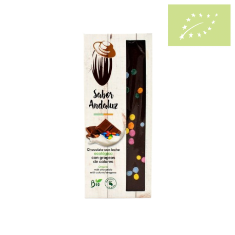 Chocolate con leche grageas de colores 100g Ecológico 