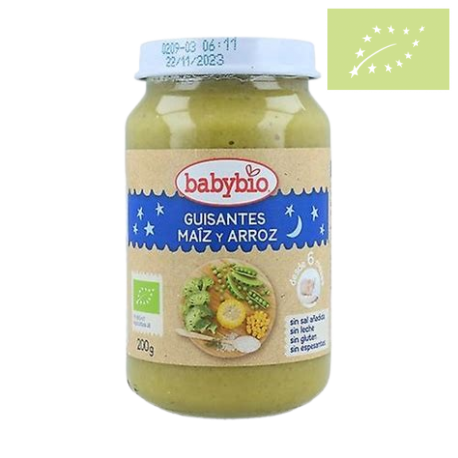 Tarrito guisantes, maíz y arroz 200g ecológico