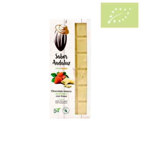 Chocolate blanco con fresas 100g Ecológico