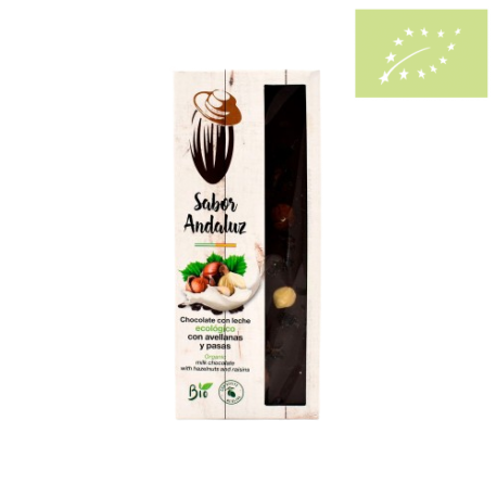 Chocolate con leche con avellanas y pasas 100g Ecológico